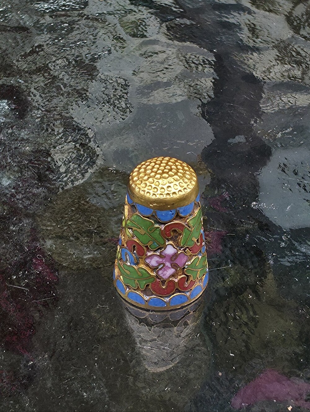 Vintage Cloisonne Floral Thimble